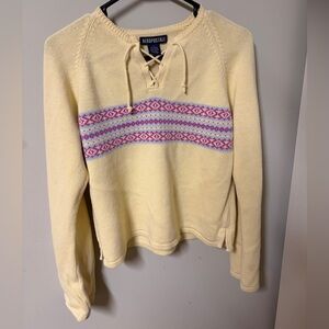 Aeropostale Cream Knit Lace Up Sweater Y2K Juniors Large